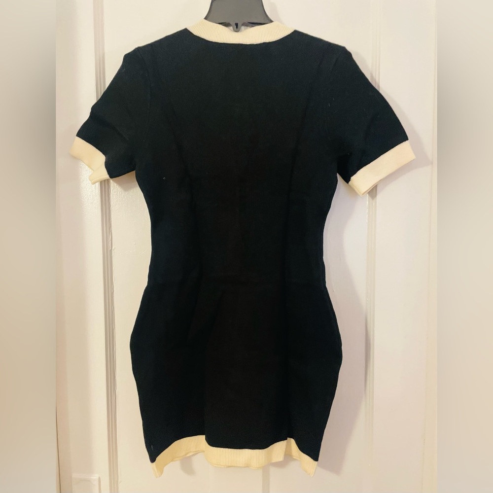 NWT! Endless Rose Contrast Rib Sheath Dress Gold Button Size Medium - Picture 7 of 15